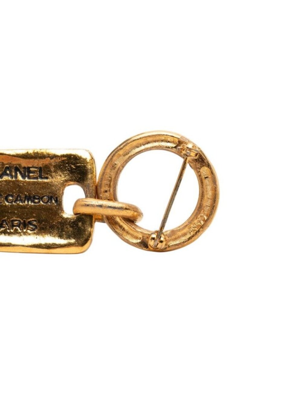 Chanel 31 Rue Cambon Paris Plate Brooch Pins Gold Plated - Picture 3 of 3